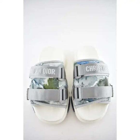 Dior D-Wander Blue Shaded Camouflage Platform Logo Slide Mule Flat Sandal 35.5 - Picture 5 of 8